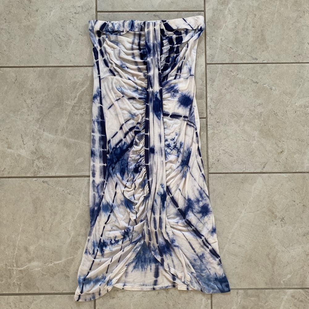 Maru Vintage USA Blue & White Tie Dye Midi Dress